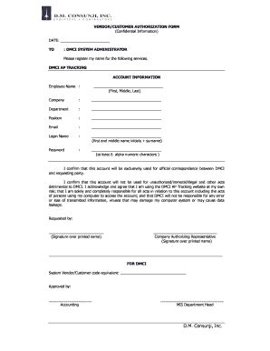 dmci ap tracking|VENDOR/CUSTOMER AUTHORIZATION FORM DATE: DMCI .